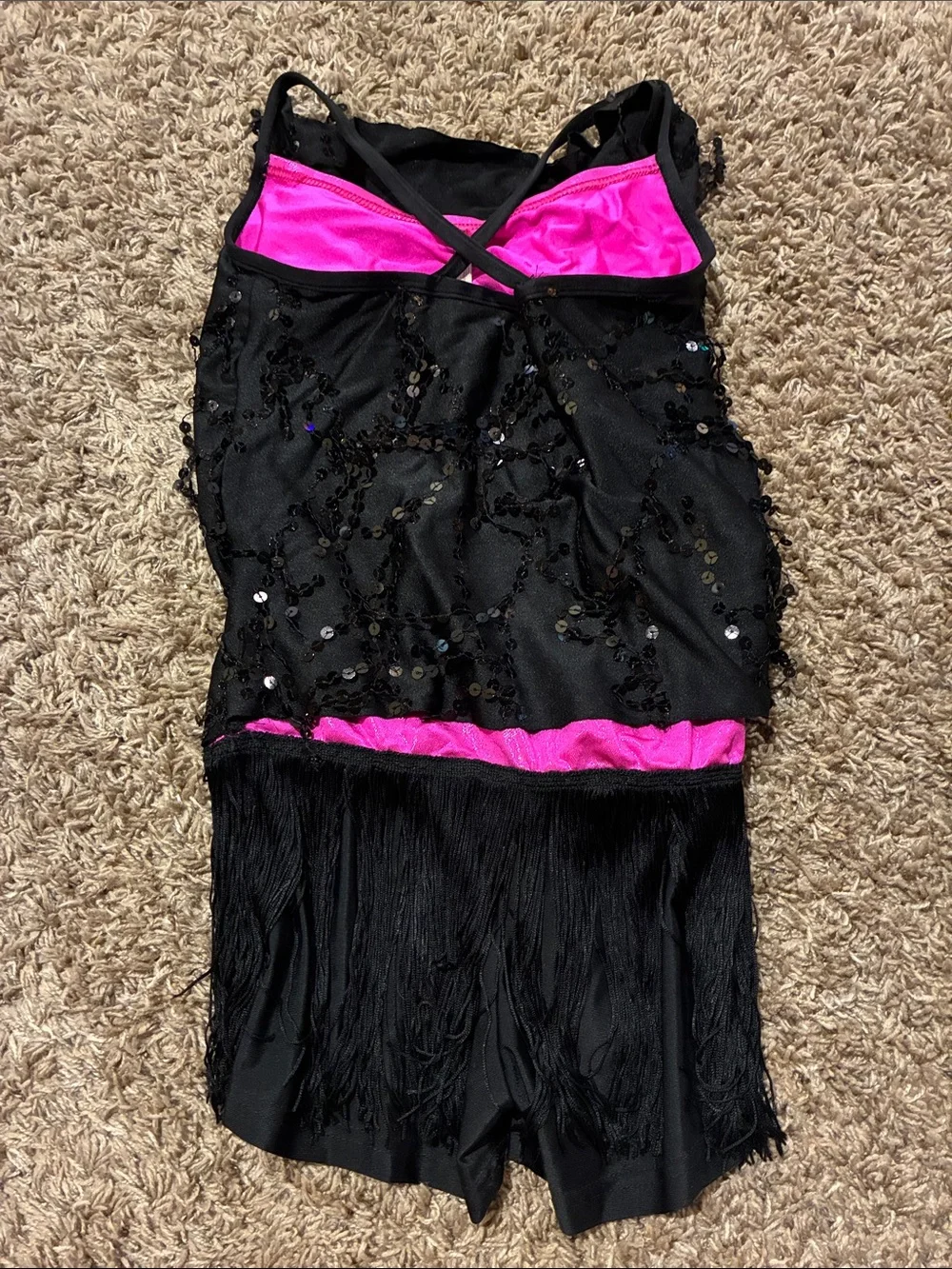 Girls pink and black dance costume